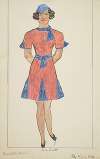 Run Little Chillun: Sue Scott. Short red dress with blue panels, and matching blue cap