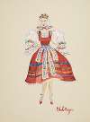 The Clown Prince: red apron dress with white puffed sleeves