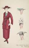 The Cradle Will Rock: Red women’s suit with matching hat and three alternate hats