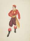 Pirates of Penzance: Red shirt, purple breeches, yellow sash, yellow scarf, red cap, and dagger