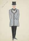 New York Fireman: Grey coat, black trousers, black tie and black top hat