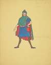 Shepherd’s Mystery: Blue tunic, green cape with red lining, brown bandage leggings