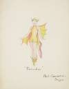 Pinocchio: Short yellow dress with ‘soft flowing silk fins on arms and iridescent silk tail’