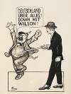 A man uses his cane to poke a fat man who is shouting ‘Deutschland uber allies! Down mit Wilson!’