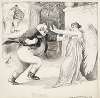 A fat man attacks a female angel in October. He remembers her walking with him peacefully at The Hague in July.