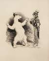 A polar bear with a Prussian helmet talks with Uncle Sam dressed in armor.