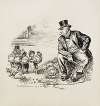 Children in rags, carry bags of dividends from a southern cotton mill to a rich man sitting on a pile of money