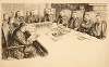 President Theodore Roosevelt meeting with his Cabinet, only each Cabinet member is depicted as Roosevelt.