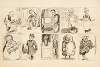 Ten wealthy Americans, identified by their initials, are depicted doing various menial jobs. One of the men is J. Pierpont Morgan.