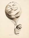 Theodore Roosevelt in a hot air balloon. The balloon is made of William Howard Taft.