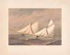 American yachts, extra plate, for the America’s Cup – 1885- near the finish, Purtian. Genesta