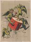 Devilish figures beating a drum