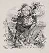 Caricature of President Chester Arthur, here accused of using the Treasury surplus to build up the Navy..