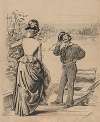 Sailor tipping hat to lady on banks of river