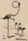 Eleven comic strip frames of flamingo shaping figures with its long neck Pl.11