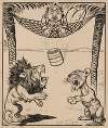 Nine comic strip frames of man dropping molasses and feathers on lions beneath his hammock Pl.3