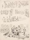 Scenes of the failure of a livery stable, saloon, and American tailors, and of the success of Hustler’s Magazine.