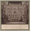 Louis douze assis dans son anti-salle, à la table de son grand échanson avec une famille de paysans… ; Acte 3e scène 6e de Louis XII comédie de Mr Valcour