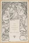 Dessin de Mucha Illustrant l’un des trois menu du banquet Sarah Bernhardt