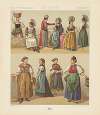 Costumes feminins – Berne, Appenzell, Fribourg, Uri, Luceren, Schwyz, Unterwalden