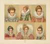 Costumes feminins, modes, collerettes, coiffures