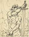 Rechtopstaand figuur met zwaard