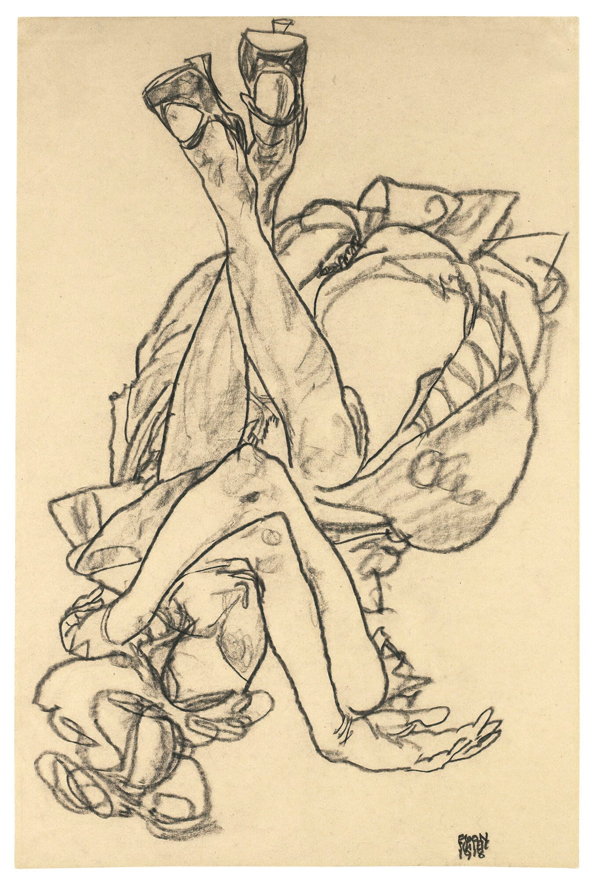 Girl Lying On Her Back With Crossed Arms And Legs (1918)
