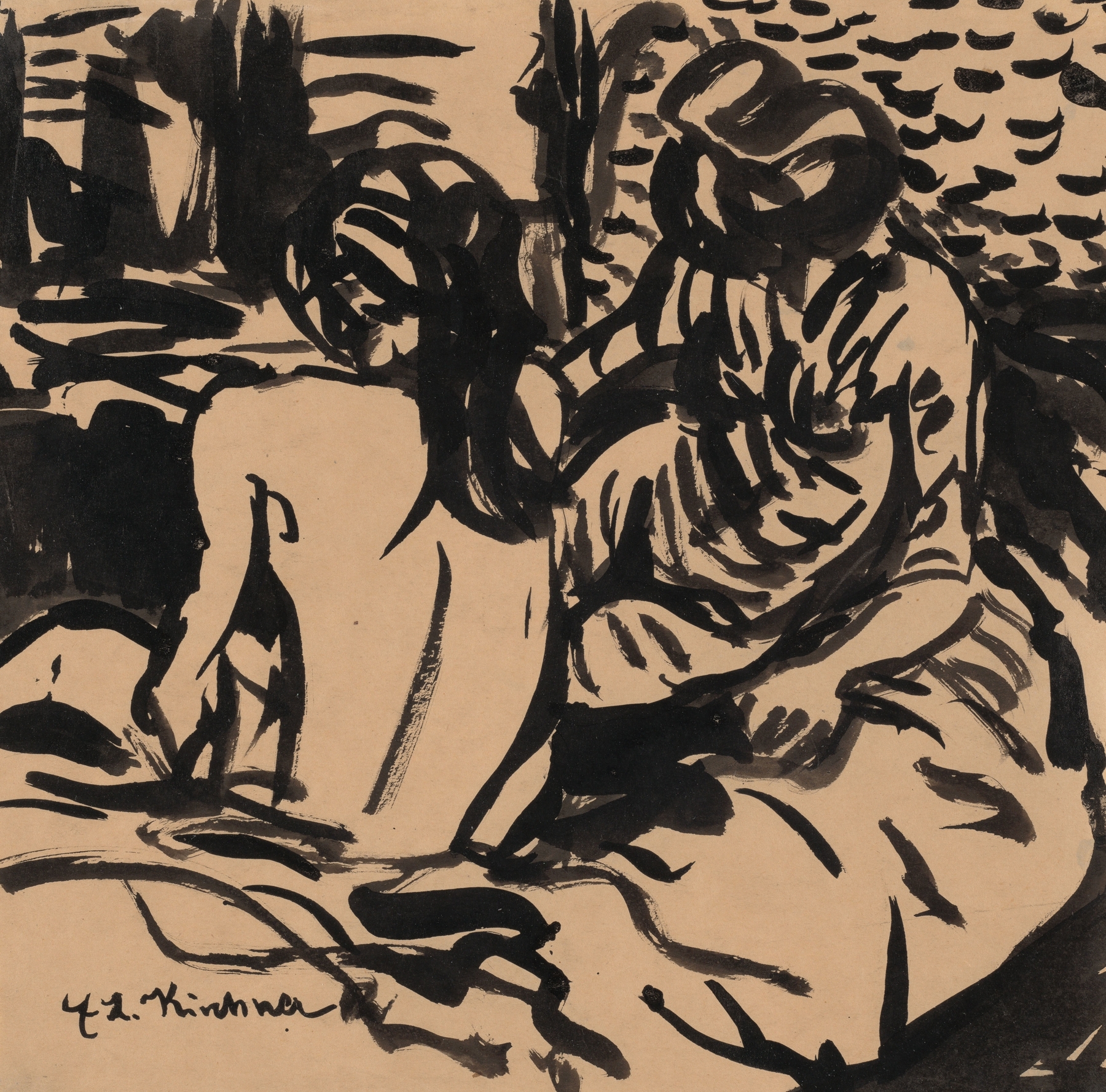 Two Nudes on a Bed (Isabella and a Younger Girl) (c. 1906)