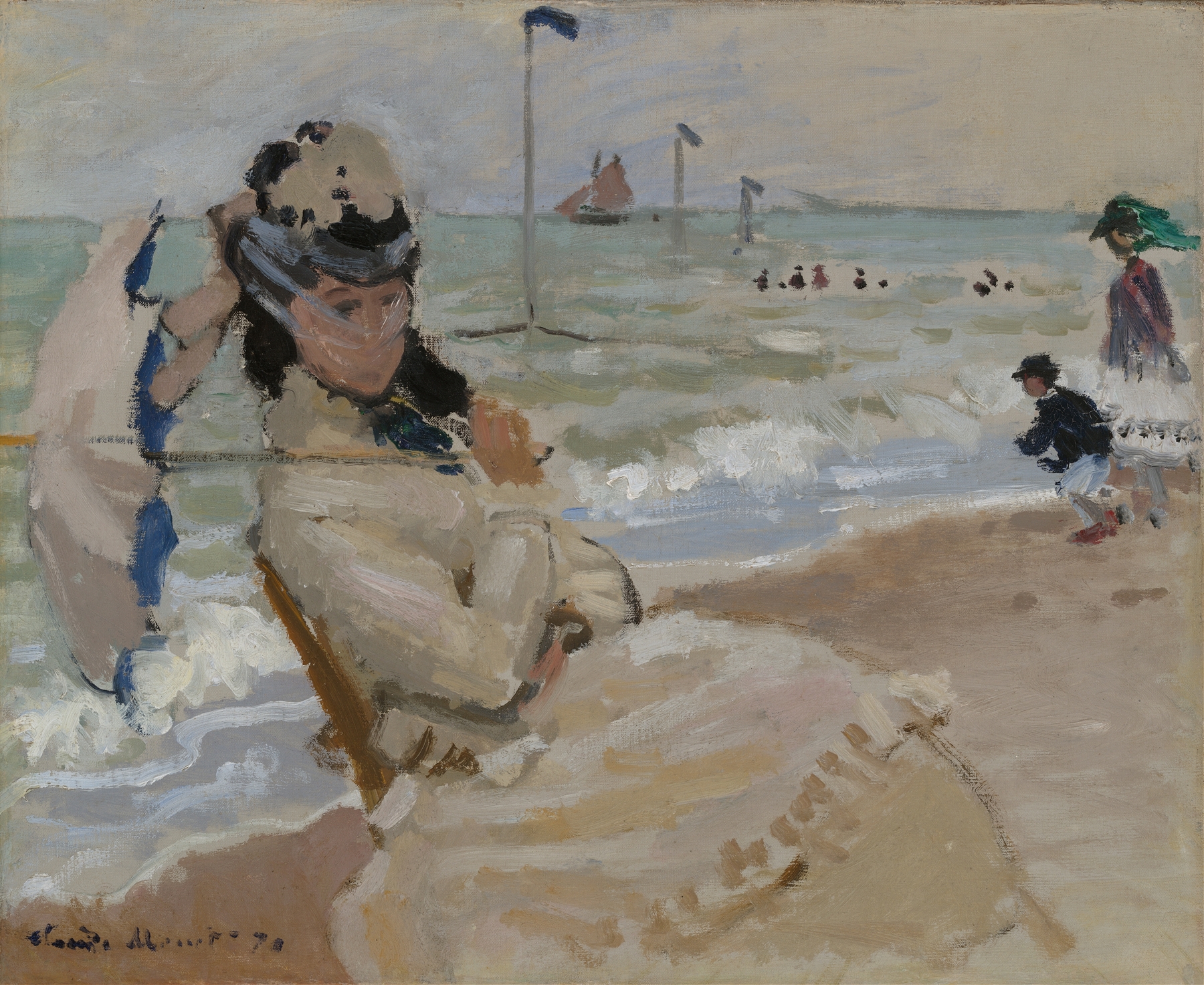 Camille on the Beach in Trouville (1870)