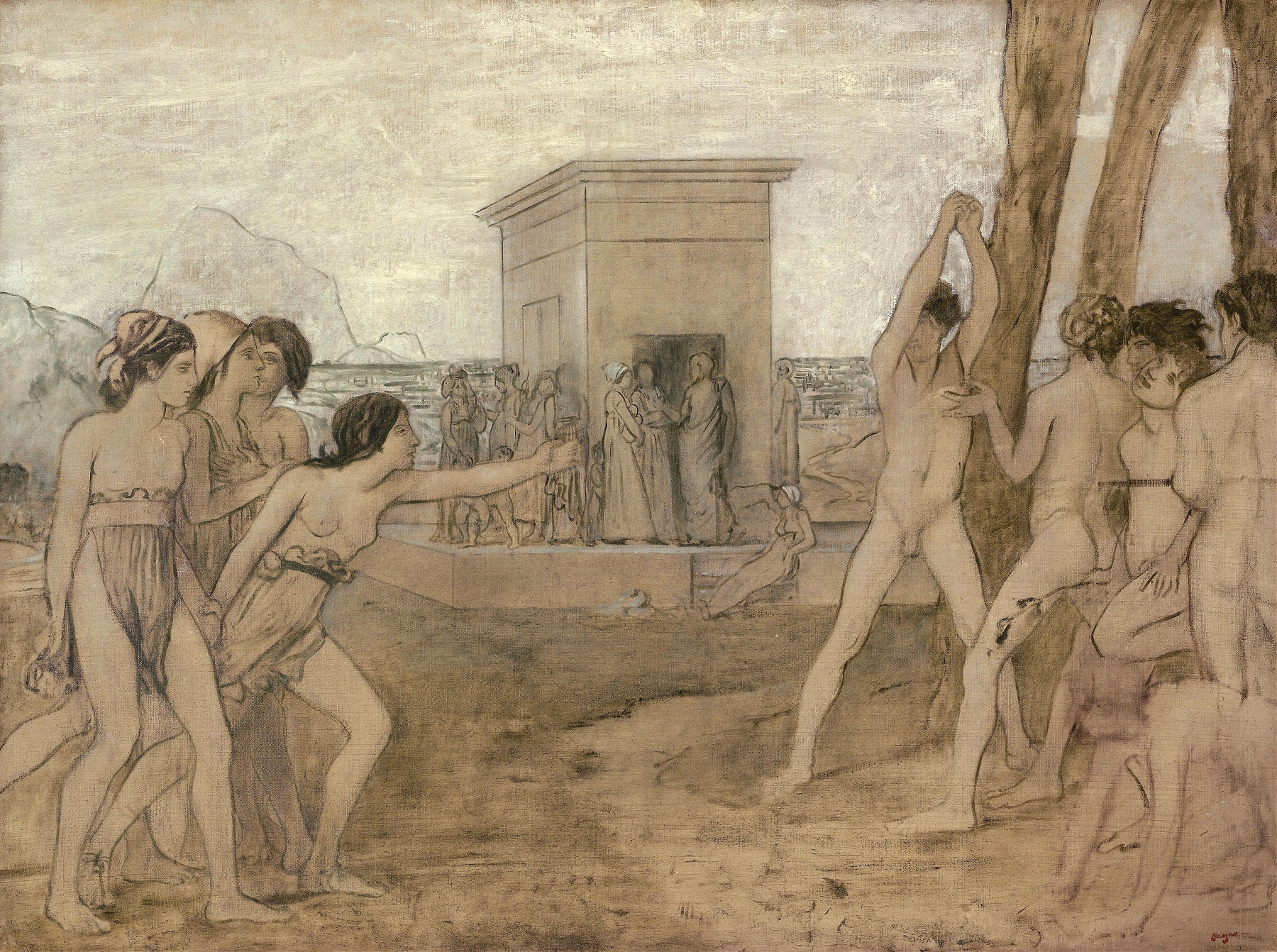 Young Spartan Girls Challenging Boys (c. 1860)