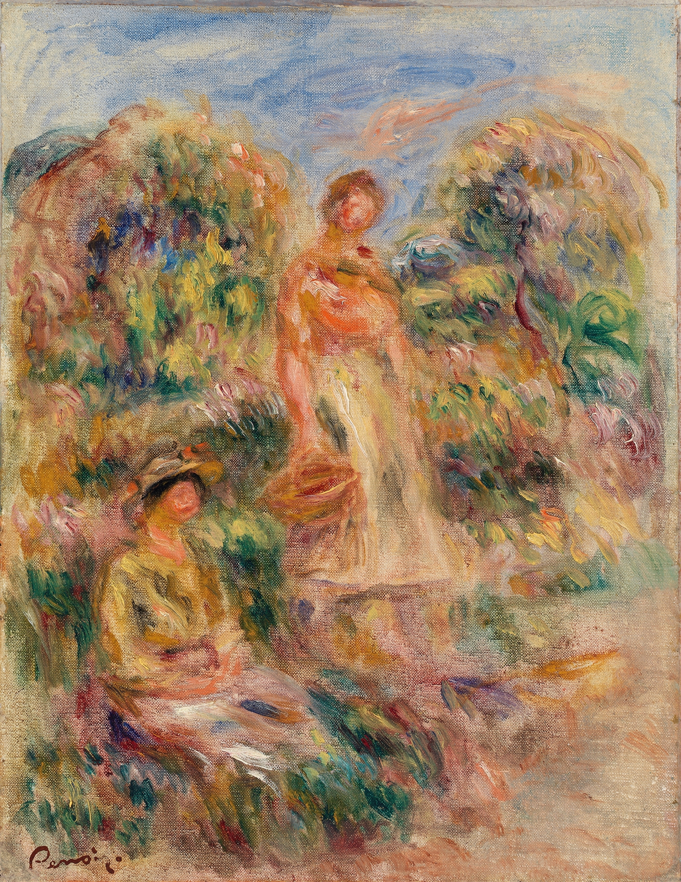 Standing Woman and Seated Woman in a Landscape (Une femme debout et une femme assise dans un paysage) (c. 1919)