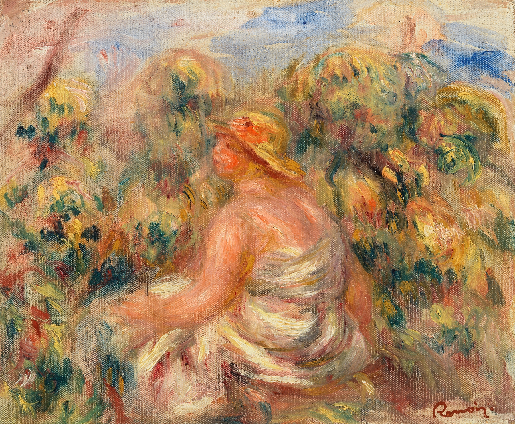 Woman with Hat in a Landscape (Femme avec chapeau dans un paysage) (c. 1918)
