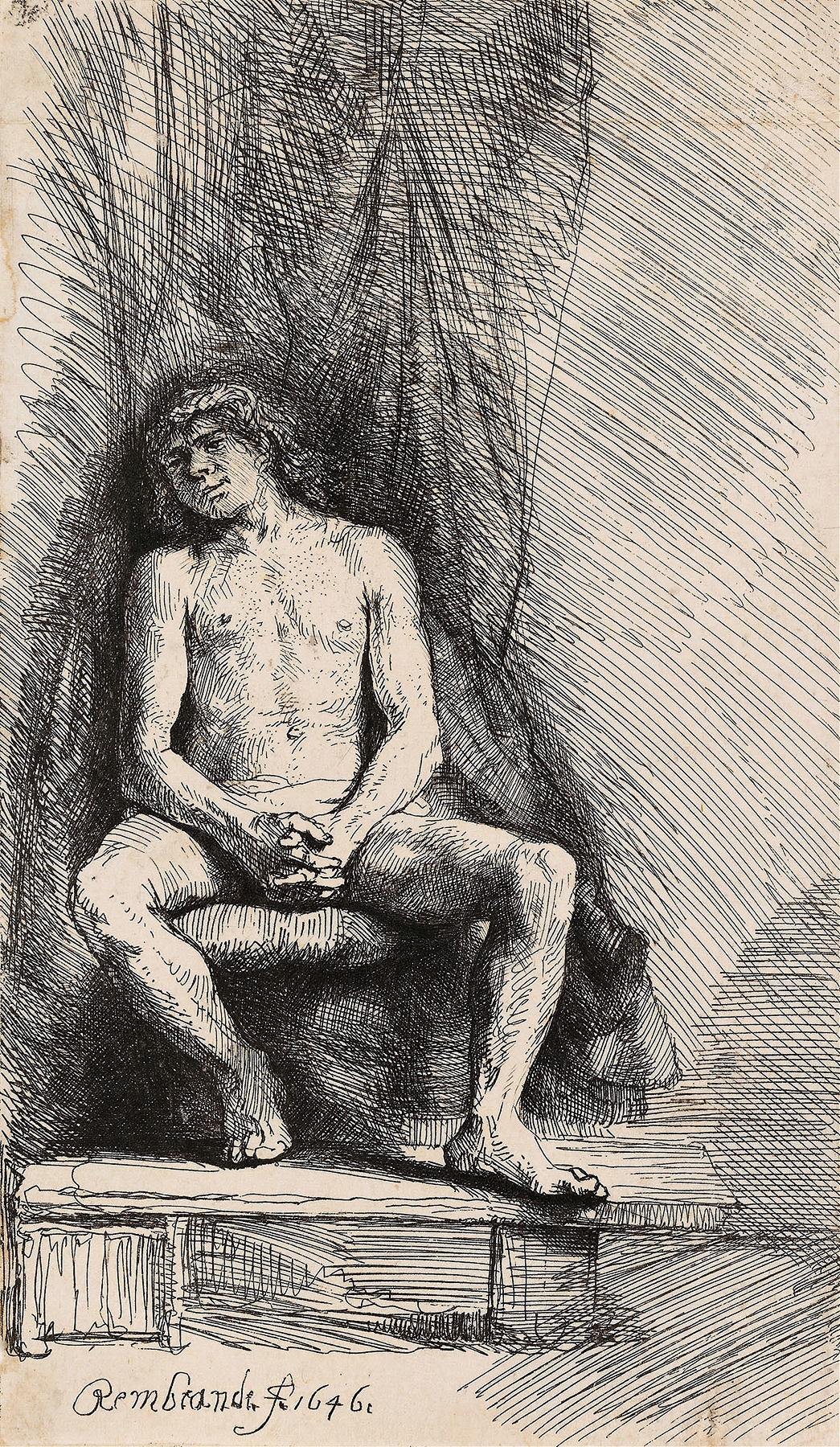 Nude Man Seated before a Curtain (1646)