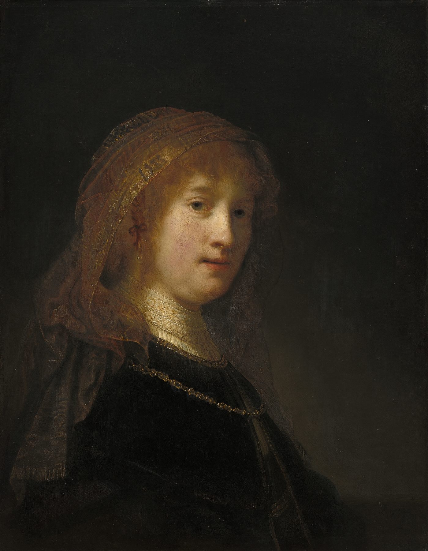 Saskia van Uylenburgh,the Wife of the Artist (probably begun 1634-1635 and completed 1638-1640)