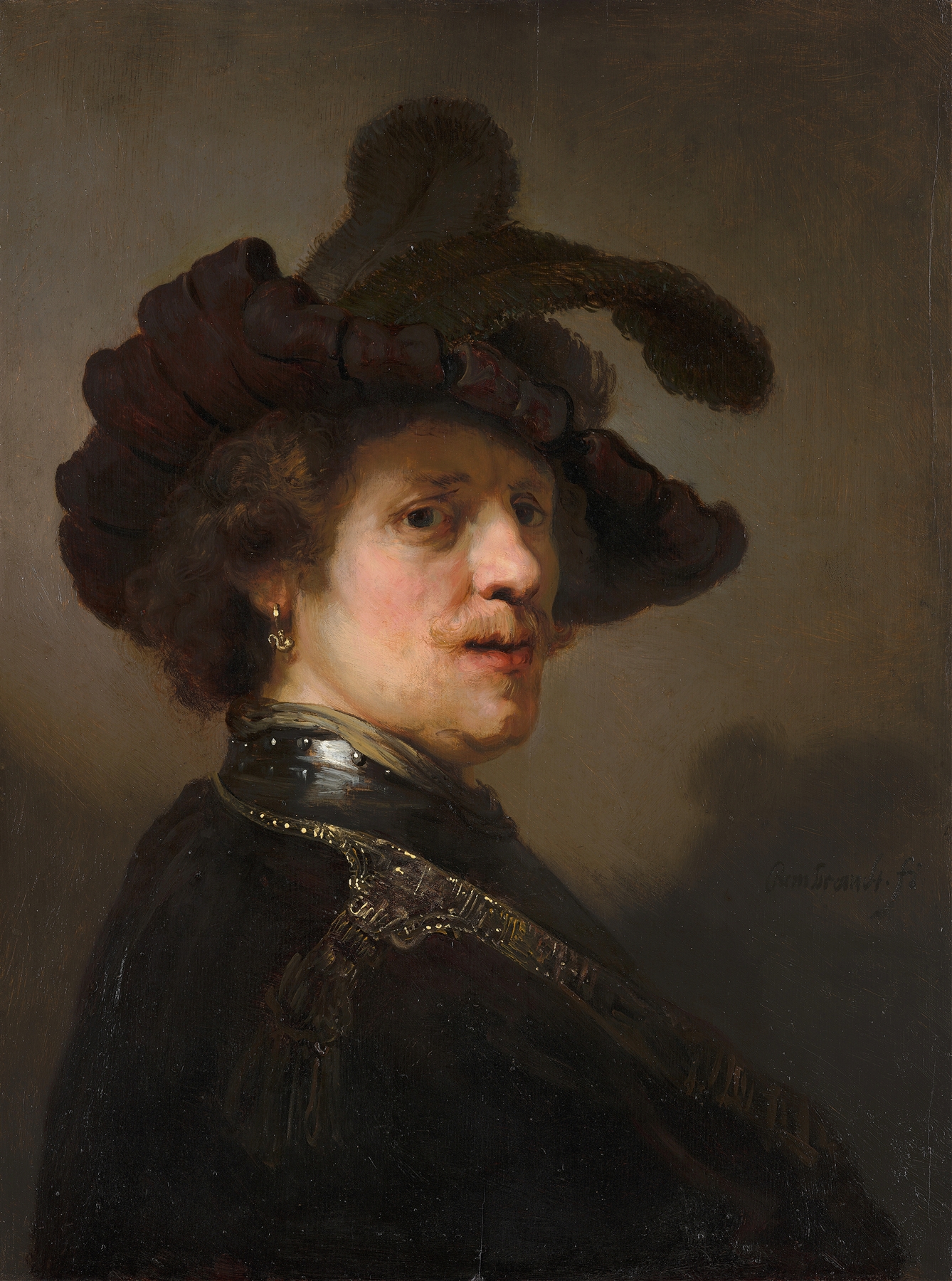‘Tronie’ of a Man with a Feathered Beret (c. 1635 – 1640)