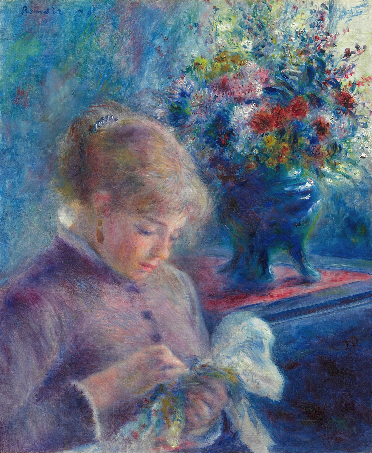 Young Woman Sewing (1879)