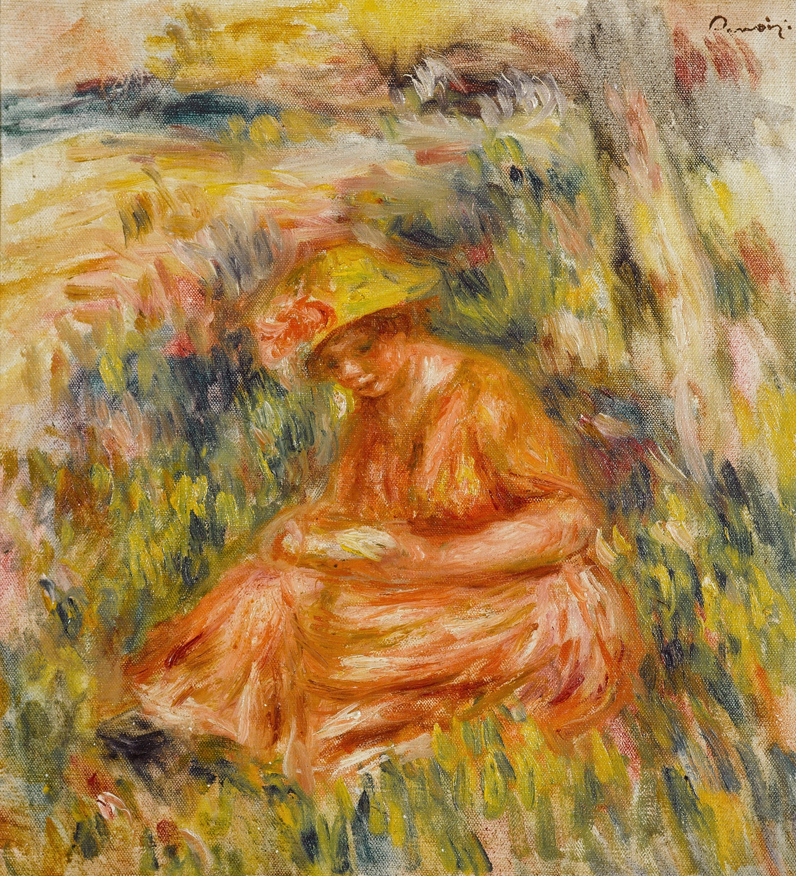 Femme lisant dans un paysage (1917)