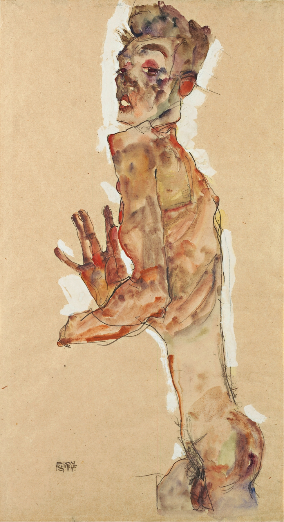 Self-Portrait with Splayed Fingers (1911)