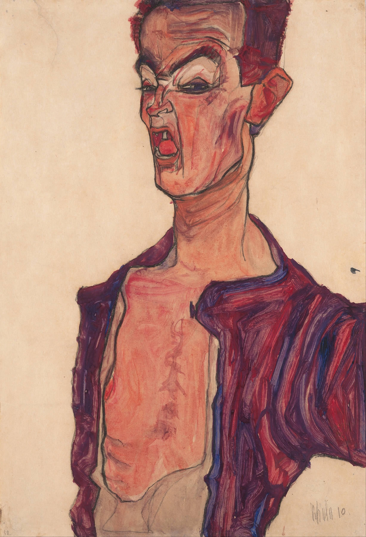 Self-Portrait, Grimacing (1910)