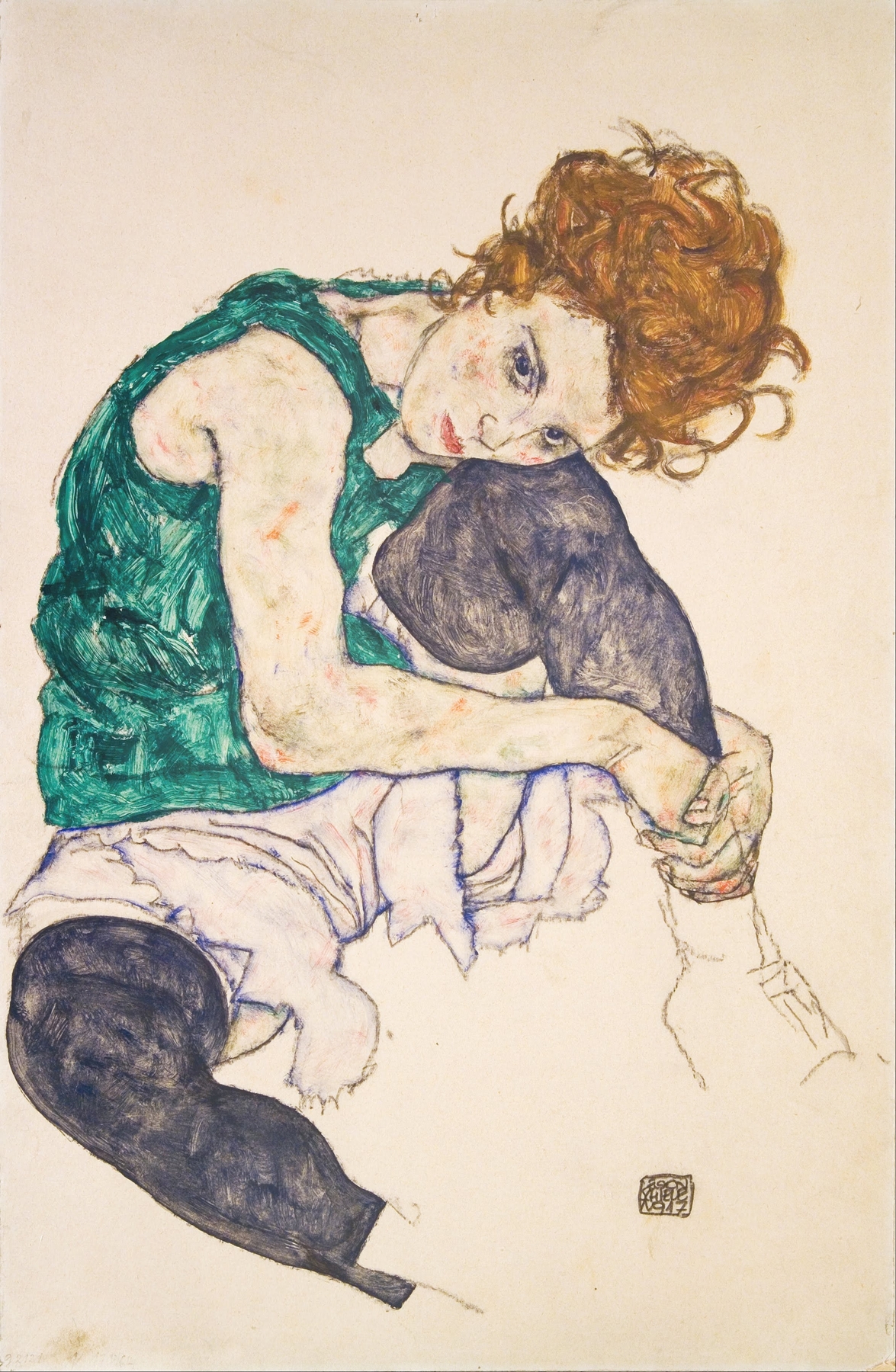 Seated Woman with Bent Knees (Adele Herms) (1917)