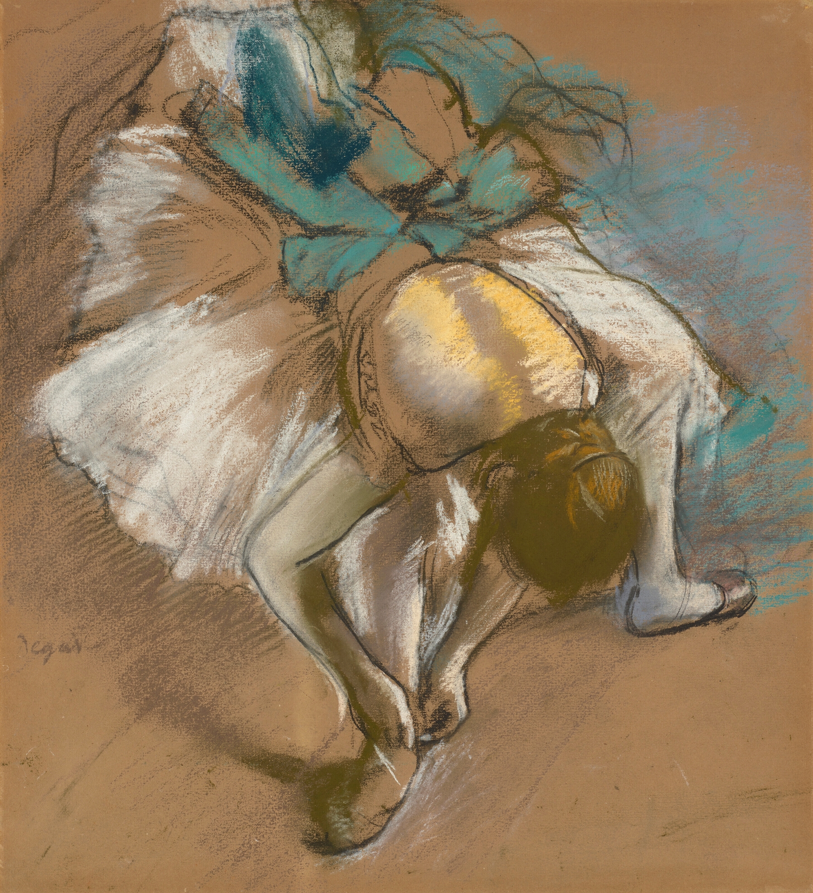 Danseuse attachant son chausson (1887)