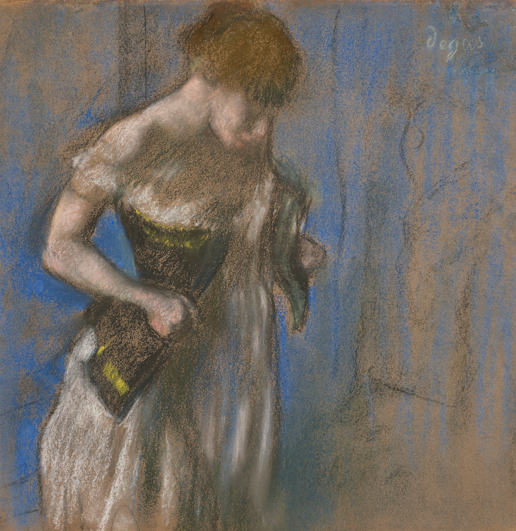 Femme mettant son corset (circa 1883)