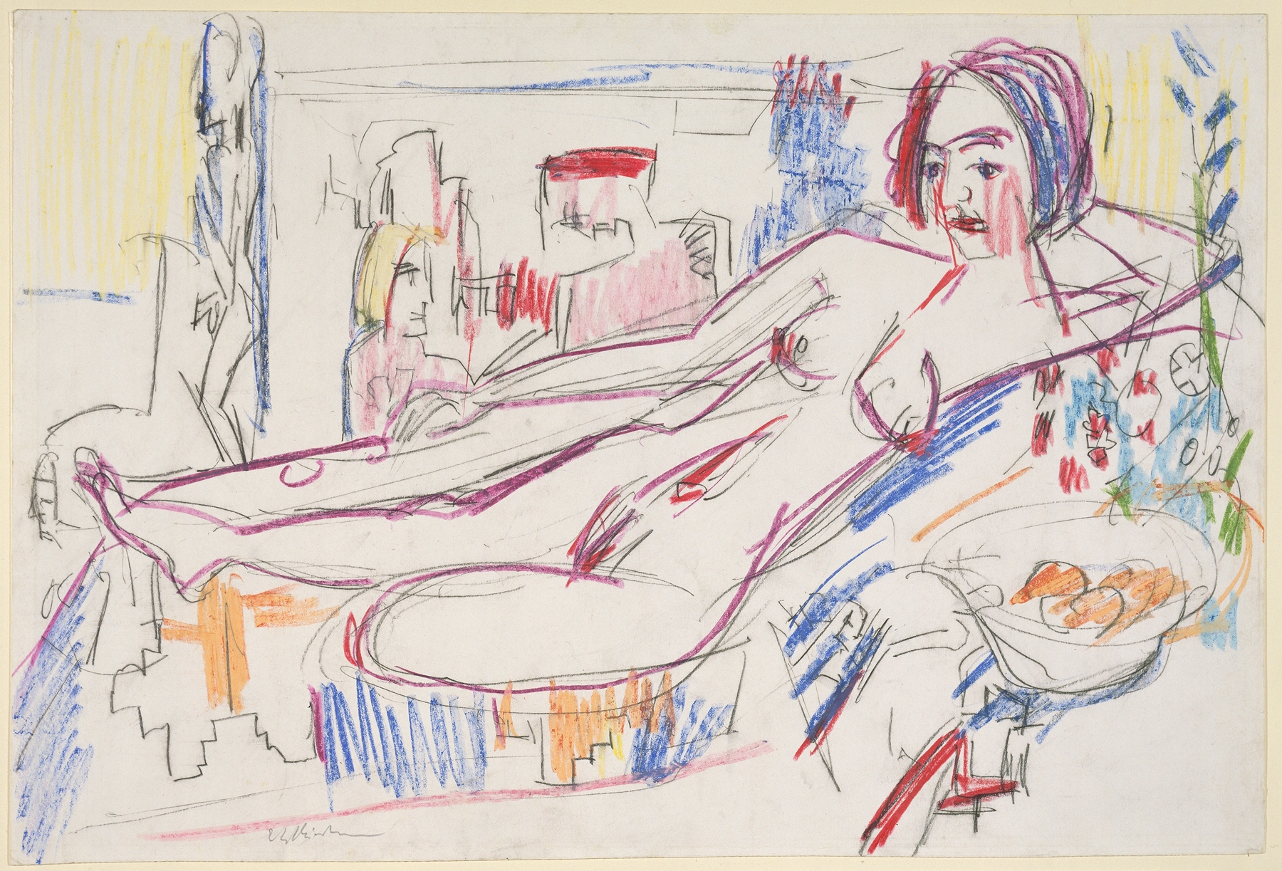 Liegender weiblicher Akt auf einer Ottomane (1924)