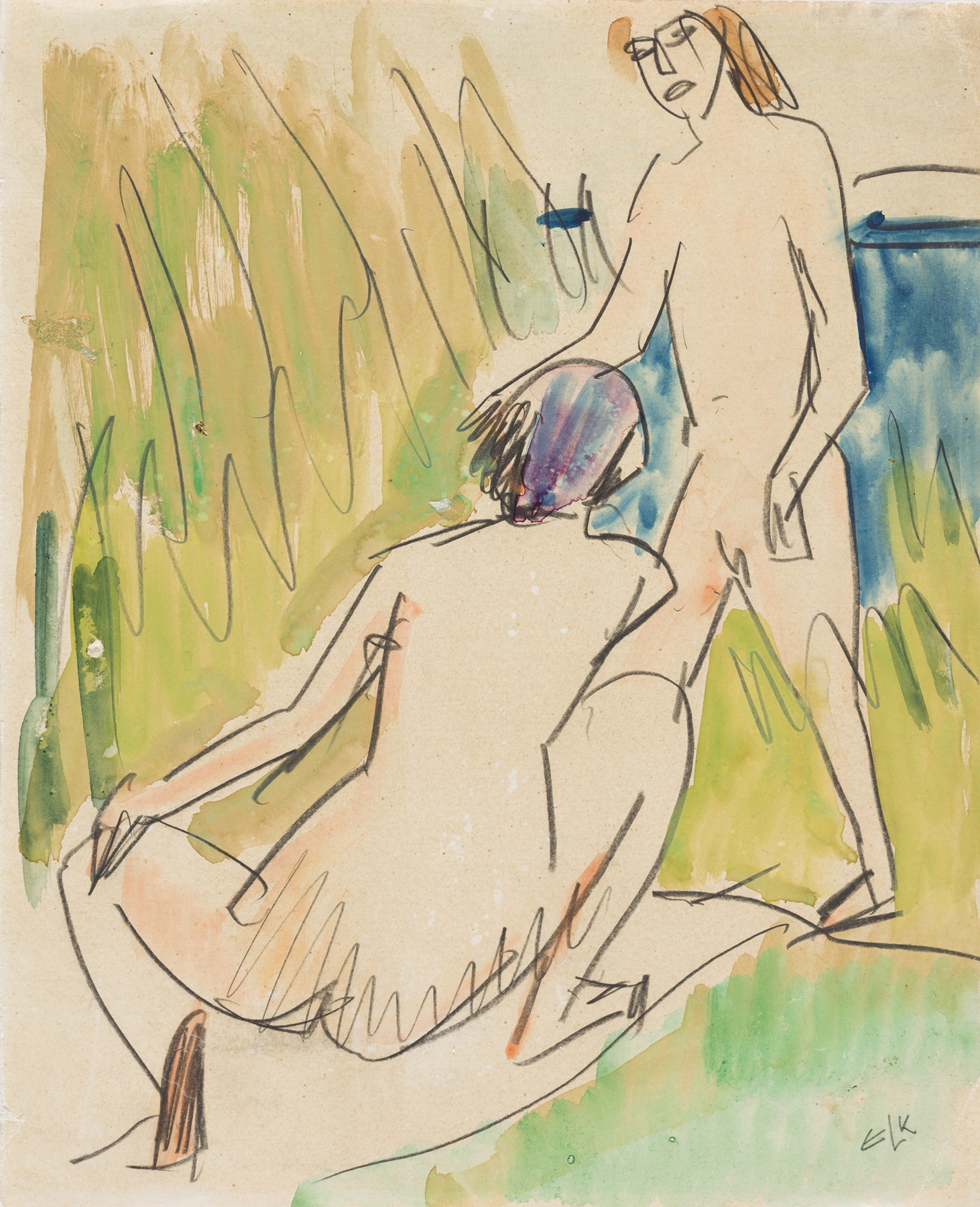 Two Nudes at the Sea—Fehmarn (1912)