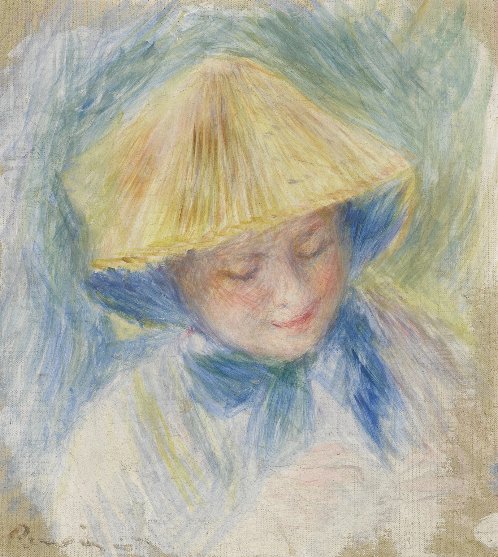 Portrait de femme en chapeau de paille (Madame Clapisson) (circa 1882)