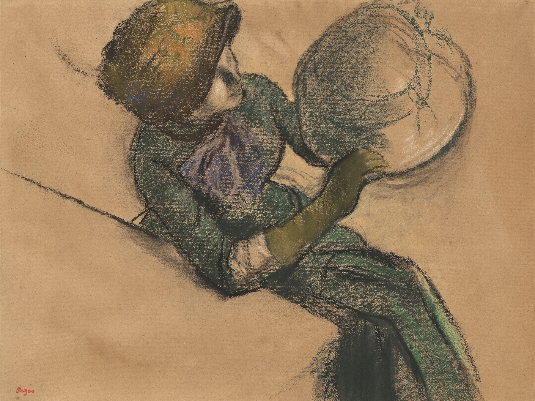 Femme tenant un chapeau (circa 1885)