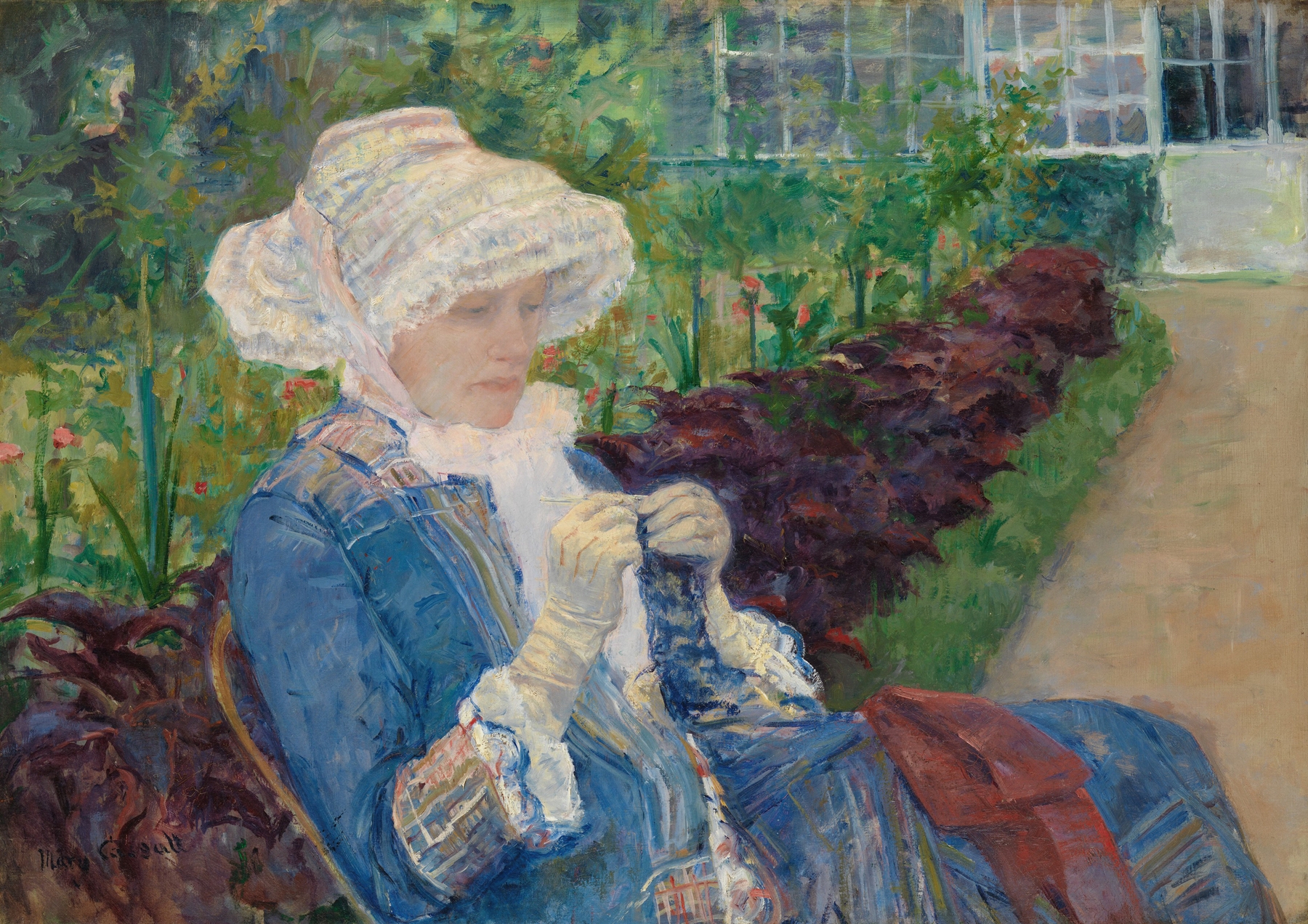 Lydia Crocheting in the Garden at Marly (1880)