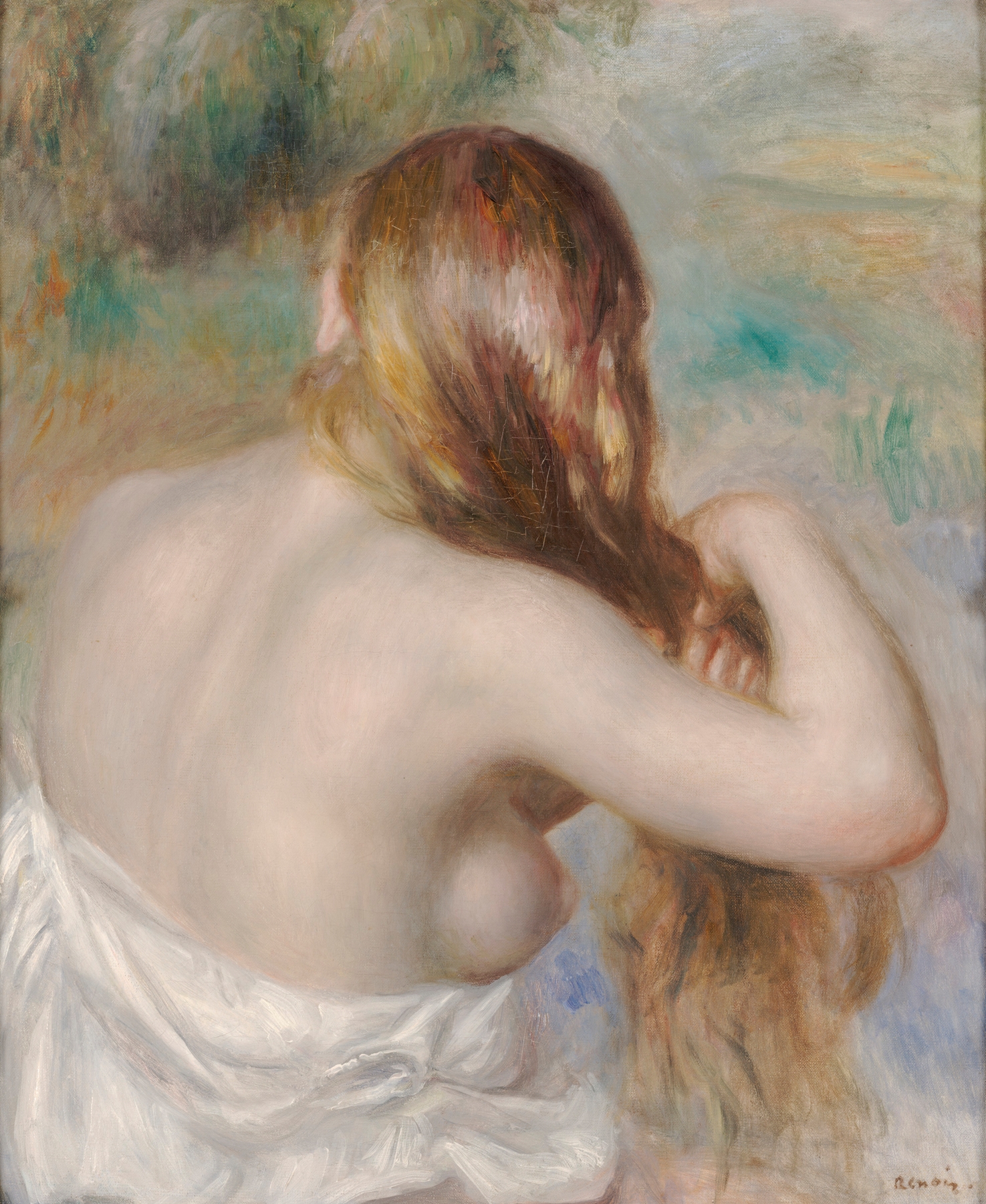 Blonde Braiding Her Hair (1886)