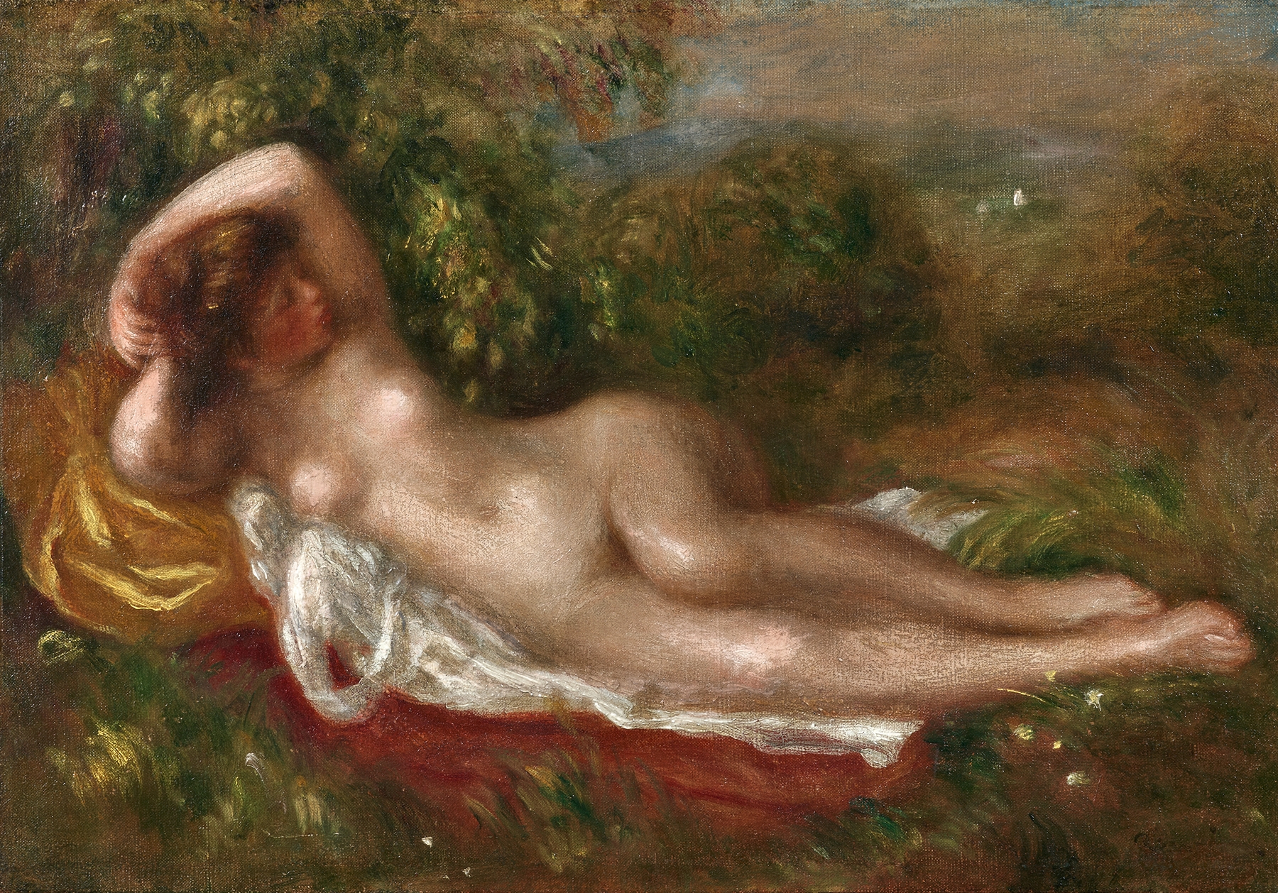 Jeune femme nue couchée dans l’herbe (circa 1900)