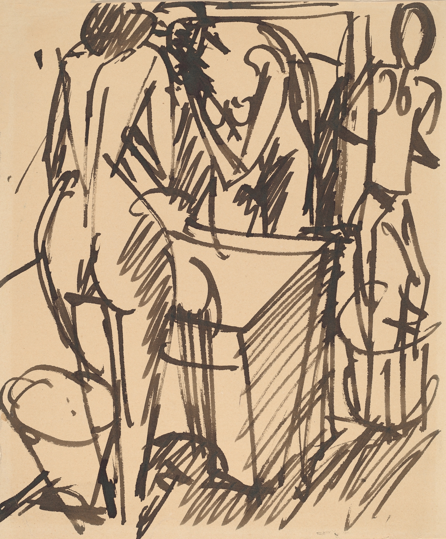 Nude with a Mirror, Standing Before a Washstand (1908-1910)